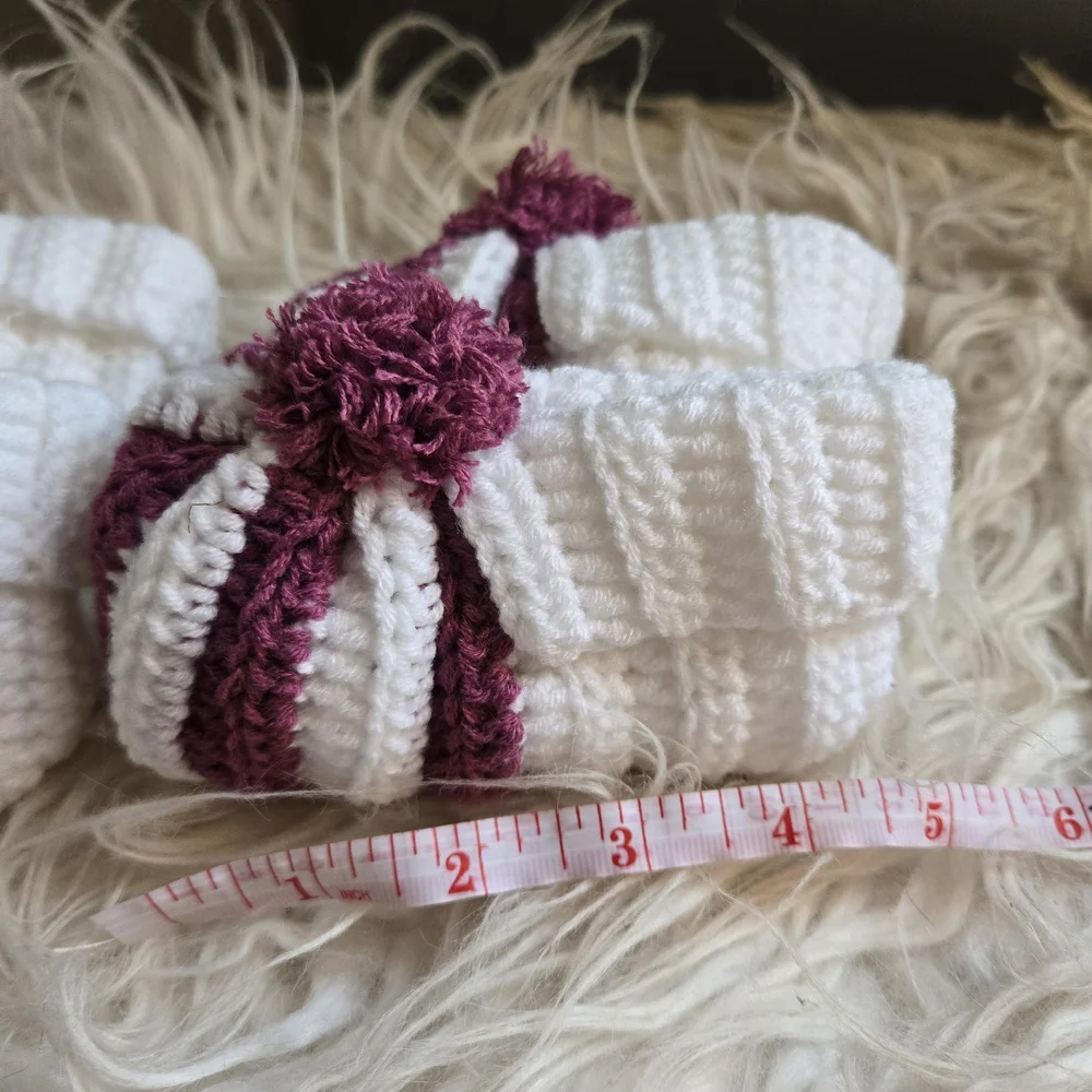 Handmade Knitted Baby Booties - Pink and Purple